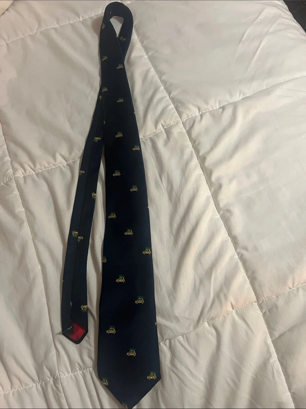 Alynn Nechwear Navy Tie with Tiny Taxi Car Motifs (#36)